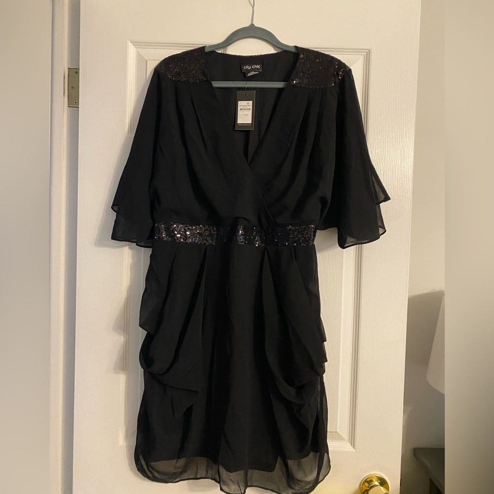 City Chic Sequin Trim Faux Wrap
Dress (Plus Size)